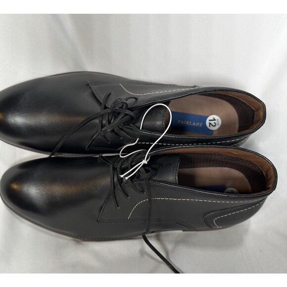 Fairlane Mens Black Shoes Size 12 Derby /Dress/Casual/Work Shoes New Without Box - Picture 4 of 9